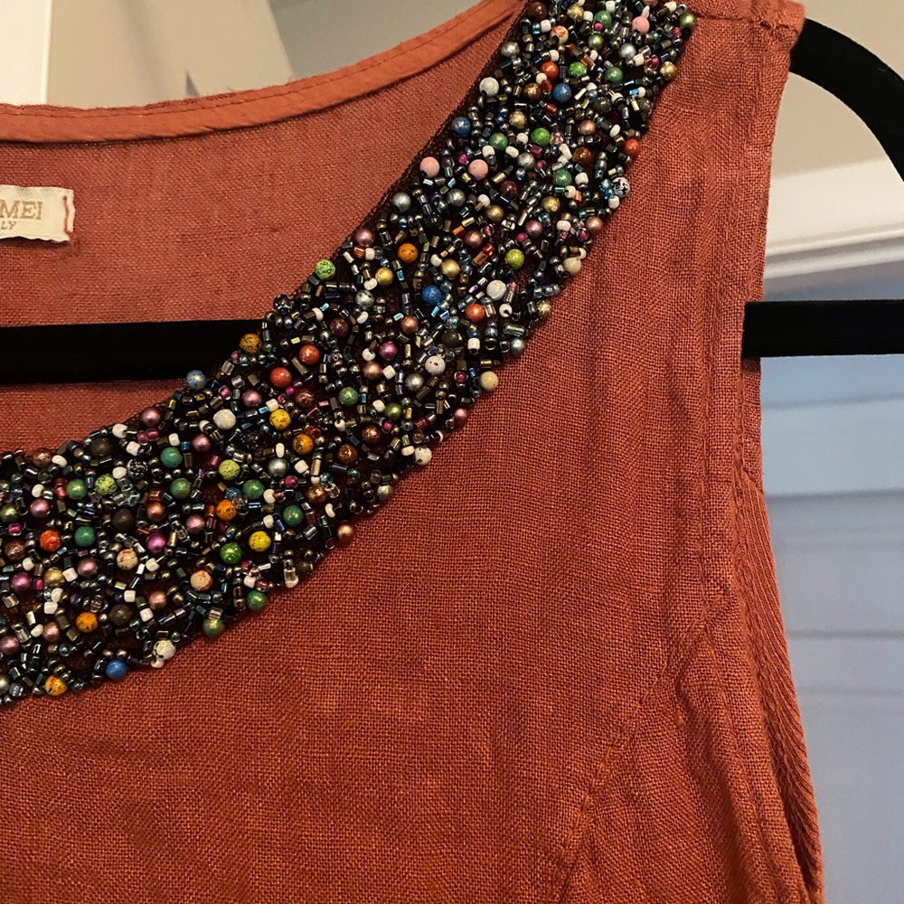Mei Rust Beaded Midi Dress